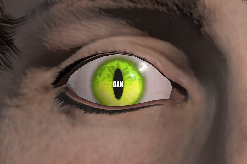 Nahaufnahme der Augen eines HAU-Avatar.